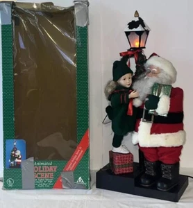 Holiday Creations 36" animierte Szene Weihnachtsmann & Mädchen mit Lampenmast in Box 1993 - Bild 1 von 16