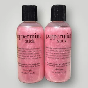 (2) Philosophy Peppermint Stick Shampoo, Shower Gel & Bubble Bath 6 oz - Picture 1 of 2