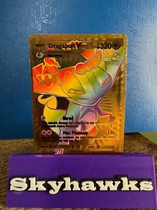 Tarjeta de exhibición de arte de ventilador lámina dorada Dragapult VMAX 197/192 Rainbow HP320 - Imagen 1 de 4