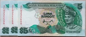 RM5 Ahmad_Don sign 3 pcs Running Number Note (7th series) QF 0235598 - 0235600 - Picture 1 of 2