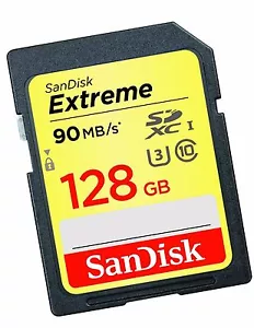 SanDisk 128GB 90MB/s Extreme SDHC SDXC SD Class 10 UHS-I U3 Memory Card 128G 4K - Picture 1 of 2