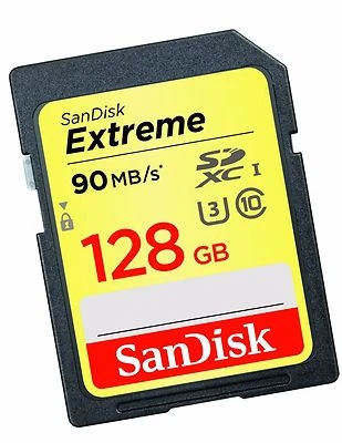 SanDisk 128GB 90MB/s Extreme SDHC SDXC SD Class 10 UHS-I U3 Memory Card 128G 4K - Image 1 of 2
