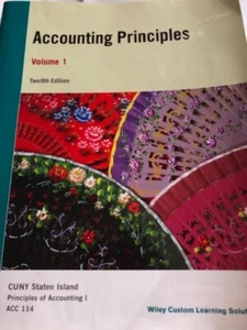 Accounting Principles Vol. 1 Twelfth Edition Wiley Custom Learning Solutions CSI - Picture 1 of 3