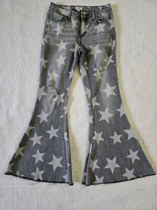 Easel Girls starred Flare Legged Destressed Stretchy Jeans Retro 26×27 Sz Sm - Picture 1 of 9