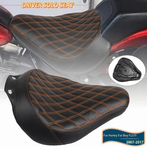 Front Driver Rider Solo Seat Orange Line Fit For Harley Fat Boy EFI FLSTFI FLSTF - Picture 1 of 14