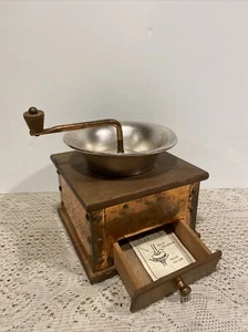Vintage Style House Wood W/Copper Sides Hand Crank Coffee Mill-Farmhouse Decor - Picture 1 of 7