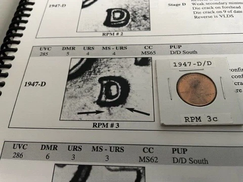 1947-D/D South Lincoln Wheat cent UNC RB RPM 3 Really Nice coin RARE Cover