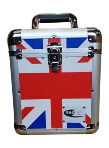 1x UNION JACK Aluminium Storage DJ Flight Carry Case for 100 LP Vinyl 7" Records - Picture 1 of 4