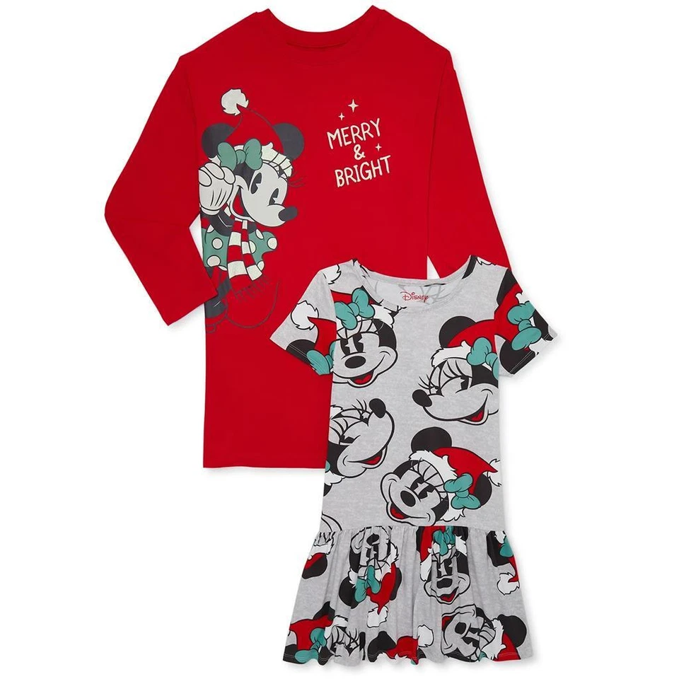 Pack de 2 vestidos de Navidad de Minnie Mouse para niñas Disney talla XS 4/5 pequeños 6/6X nuevos con etiquetas Foto 1 de 1