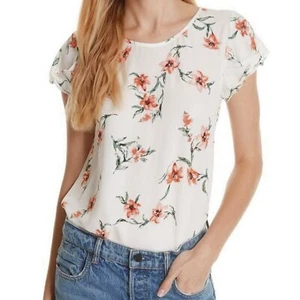NWT Joie Elline Knot Sleeve Silk Top Blouse, Large, Porcelain, MSRP $228 - Picture 1 of 10
