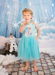 Girls Blue Elsa Princess Dress, Dress Up, Costume, Sizes 6 and Size 7 - Picture 1 of 3