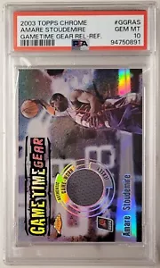 2003 Topps Chrome REFRACTOR SP Amare Stoudemire /25 Gametime Gear PSA 10 POP 1/1 - Picture 1 of 4