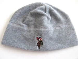 U S Polo Assn Embroidered Riders Gray Fleece Beanie Cap One Size - Picture 1 of 4