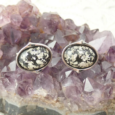 Vintage Hickok USA Sterling Front Shavings in Lucite Dome Cuff Links 14.3 grams - Image 1 of 4