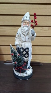 NEW 13" White BELSNICKLE SANTA LED Bottle Brush Tree Christmas Figurine #B Decor - Picture 1 of 2