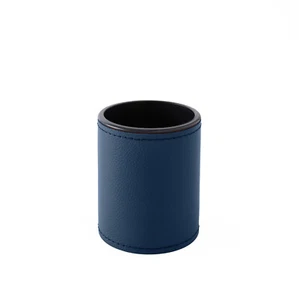 Schreibtisch Stiftehalter Rund Echtes Leder Blau - Handwerkliche Nähte - Bild 1 von 5
