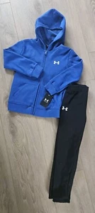 New! Boy's Fleece Lined HURLEY Blue Zip Up Hooded Sweatshirt and Black Pants - Picture 1 of 10
