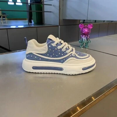 Nuevo Hombre Moda Dije Estrás Parte Inferior Gruesa Vulcanización Tenis Zapatos Planos Foto 1 de 4