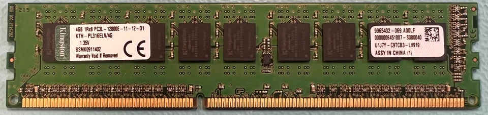 KTH-PL316ELV/4G 4GB PC3-12800 DDR3-1600MHz 240-Pin Memory Module - Image 1 of 1