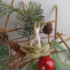 Lapin lapin en chou rare unique antique filé-coton ornement de Noël années 1950