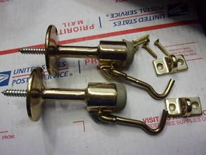 Vintage bronze Door Stop Latches Hooks Catch Bumper & Keeper Hardware PAIR - Picture 1 of 3
