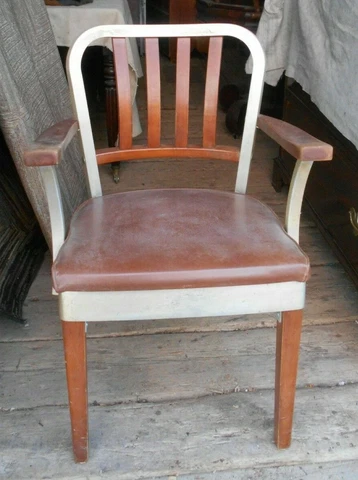 MID CENTURY MODERN INDUSTRIAL ALUMINUM AND WOOD ARMCHAIR Cover