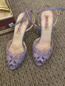 1983 Bandolino VINTAGE Shoes & Bandolino Vtg. Box Lilac Ankle Strappy Heels EUC - Picture 1 of 6