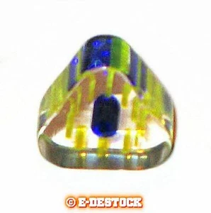 10 Perles Triangle verre pop bleu jaune et lignes jaunes 6x10mm - Picture 1 of 1