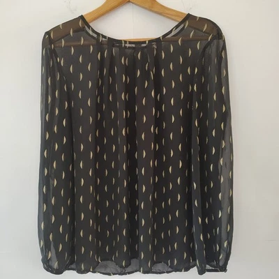 Maison Jules Sheer Blouse Womens XXL Gold Half Moon Whimsy Goth Fairy Grunge  - Image 1 of 4