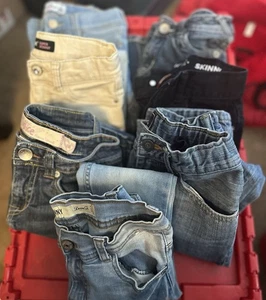 Lot Of 7 Girls Size 8 Jeans(6-Skinny 1-Flare) Gap Justice Jordache Place - Picture 1 of 8