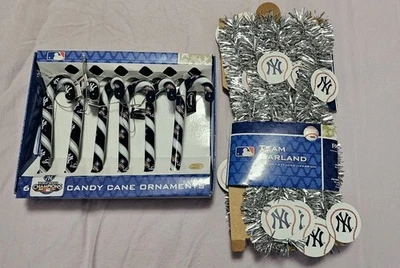 Lote de 6 NY YANKEES BASTÓN DE CARAMELO 5" Adornos para Árbol de Navidad Forever, 2009 W.S. Foto 1 de 4