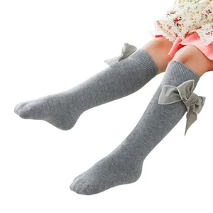 2 Pack Baby Socks Girls Knee High Long Sock Cotton Big Bow Spanish Style Kids - Picture 1 of 22