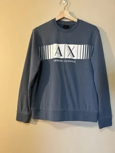 AX Armani Exchange SPELL OUT Blue Crew Neck Sweater shirt Size M - Picture 1 of 10