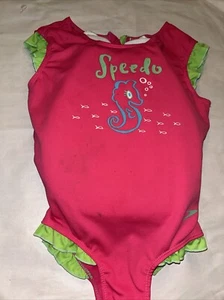Speedo Girls Swimsuit With Floatation Built In Girls Age 2-4 Pink Zip Back - Picture 1 of 5