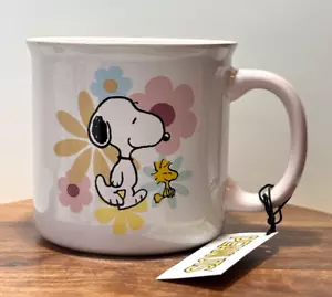 Peanuts Gibson Homewares Snoopy Woodstock Floral Spring Stoneware Mug 21 Oz - Picture 1 of 7