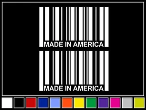 (2) 4.25" MADE IN AMERICA Barcode Decals *14 COLORS* Stickers USA - Picture 1 of 1