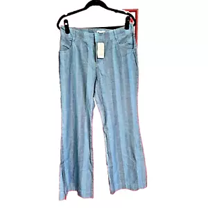 Bar III high waist wide leg boho denim stripe pants Mystic Hippie 70’S, 4 - Picture 1 of 5