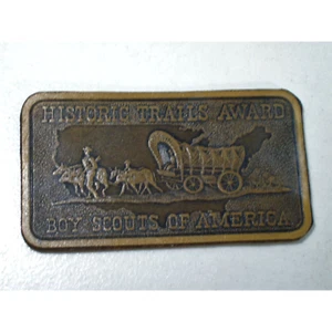 Parche de Cuero Vintage Años 60 Boy Scouts Historic Trails Award BSA, Carro Cubierto - Imagen 1 de 2