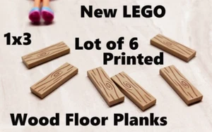 New LEGO Wood Planks Lot of 6 Printed Parts Flooring Deck Forever Wood Shower - Picture 1 of 1
