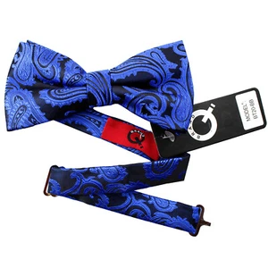 Royal Blue Two Tone Paisley Pre-tied Bow tie Wedding Formal Party Prom Wedding - Picture 1 of 1