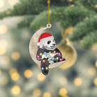 Panda Light Christmas Hanging Ornament, Panda On Moon Christmas Tree Decor