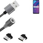 Magnetic charging cable for Huawei Honor 9A with USB type C and Micro-USB connec