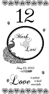 10 Personalized Peacock Vellum Wedding Luminaries Table Numbers Centerpieces - Image 1 of 3