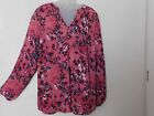 Torrid Plus Size 1 X 3/4 Sleeve Fuchsia Floral Pullover Tunic Blouse