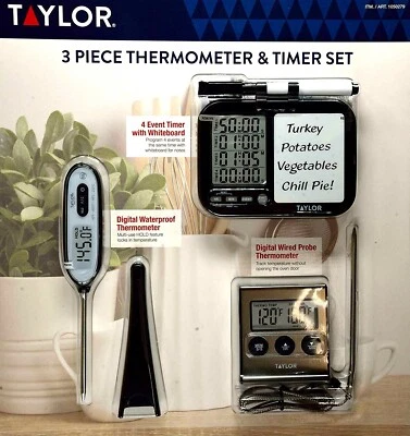 Taylor 3 Piece Thermometer & Timer Set Event Timer With Whiteboard NEW - Image 1 of 2
