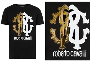CAMISETA RETRO TOP ROBERTO CAVALLI FIRENZE LOGO ESTAMPADO LUJO CUELLO REDONDO L - Imagen 1 de 12