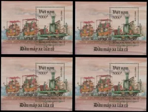 1991, VIETNAM, TRAINS-LOCOMOTIVES, 4 PERF SOUVENIR SHEETS, NH, SCOTT #2274 - Picture 1 of 1