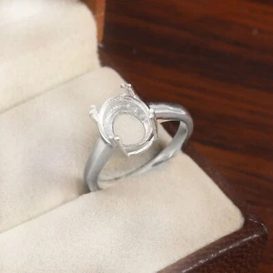 Silver 925 non-tarnish ring Oval10 x8 mm semi mount setting man blank - Picture 1 of 4