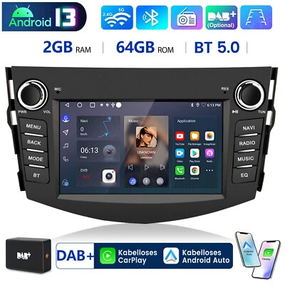 7" Android 13 Autoradio Für Toyota RAV4 2006-2012 GPS Navi BT WIFI DAB USB 2+64G - Bild 1 von 4