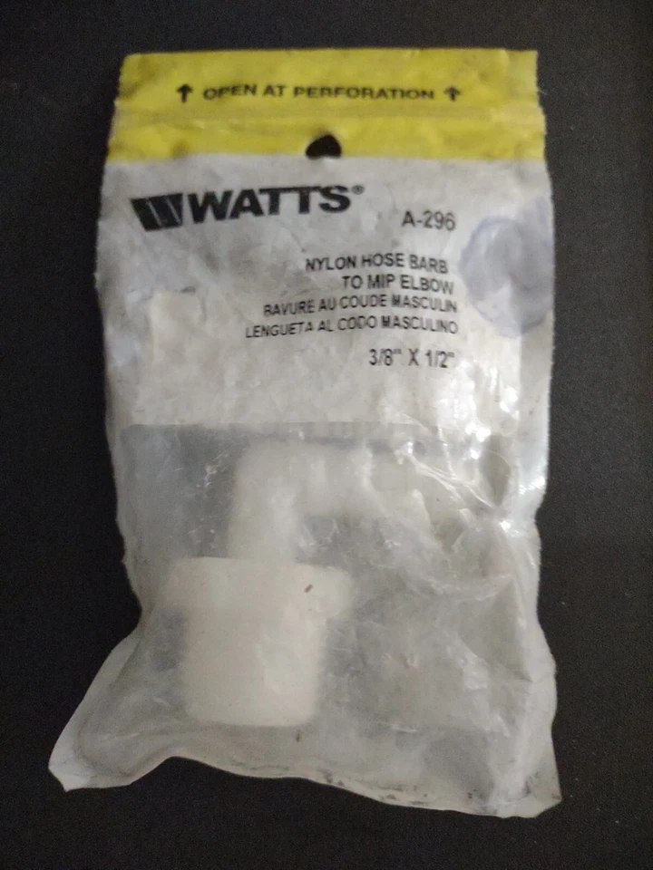 Watts  A-296 Hose Barb Elbow 3/8-in x 1/2-in MIP NEW  - Image 1 of 1